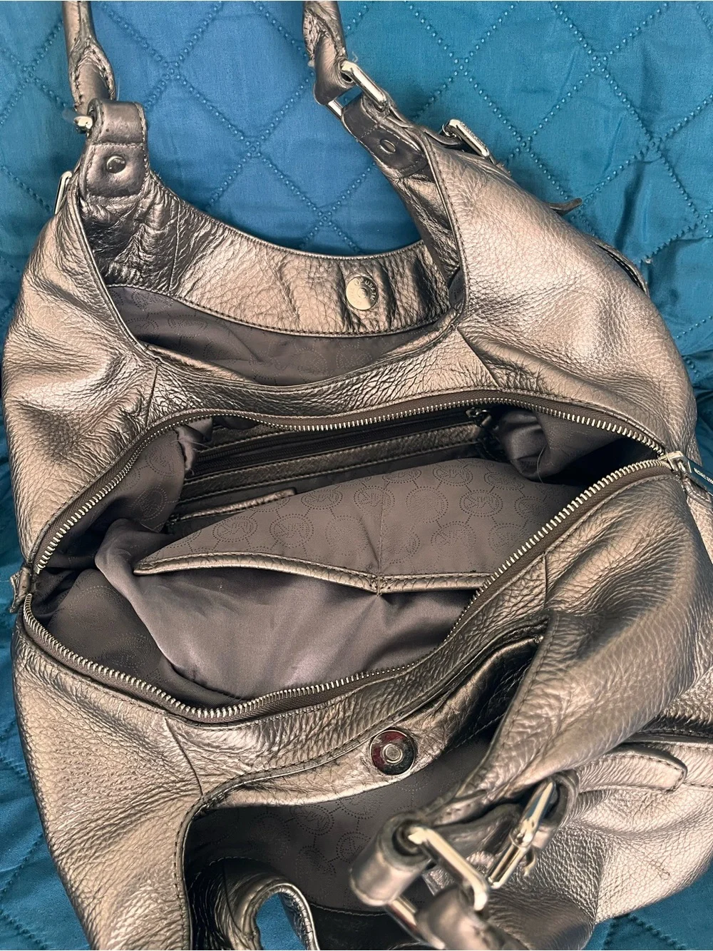 Michael Kors Metallic Bronze Leather Hobo Bag - Picture 4 of 6